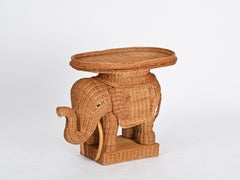 Large Rattan and Wicker Elephant Side Table by Vivai del Sud, Italy 1970s