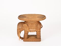 Tavolino Elefante in rattan e vimini di Vivai del Sud, Italia anni '70