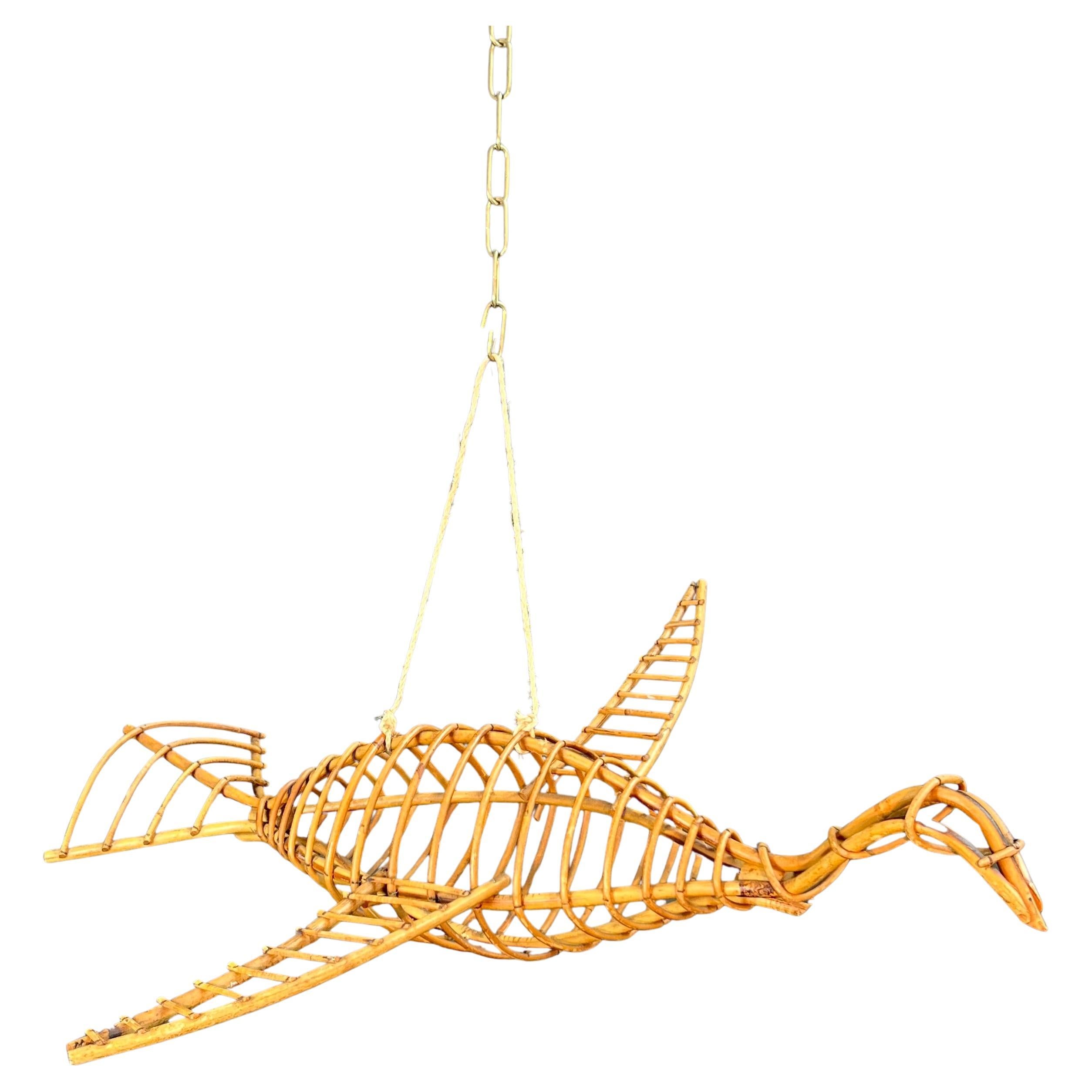 Large Rattan Bird Mobile For Sale