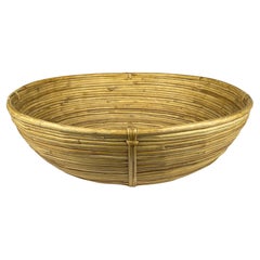 Large rattan bowl for fruits, Italy 1970s