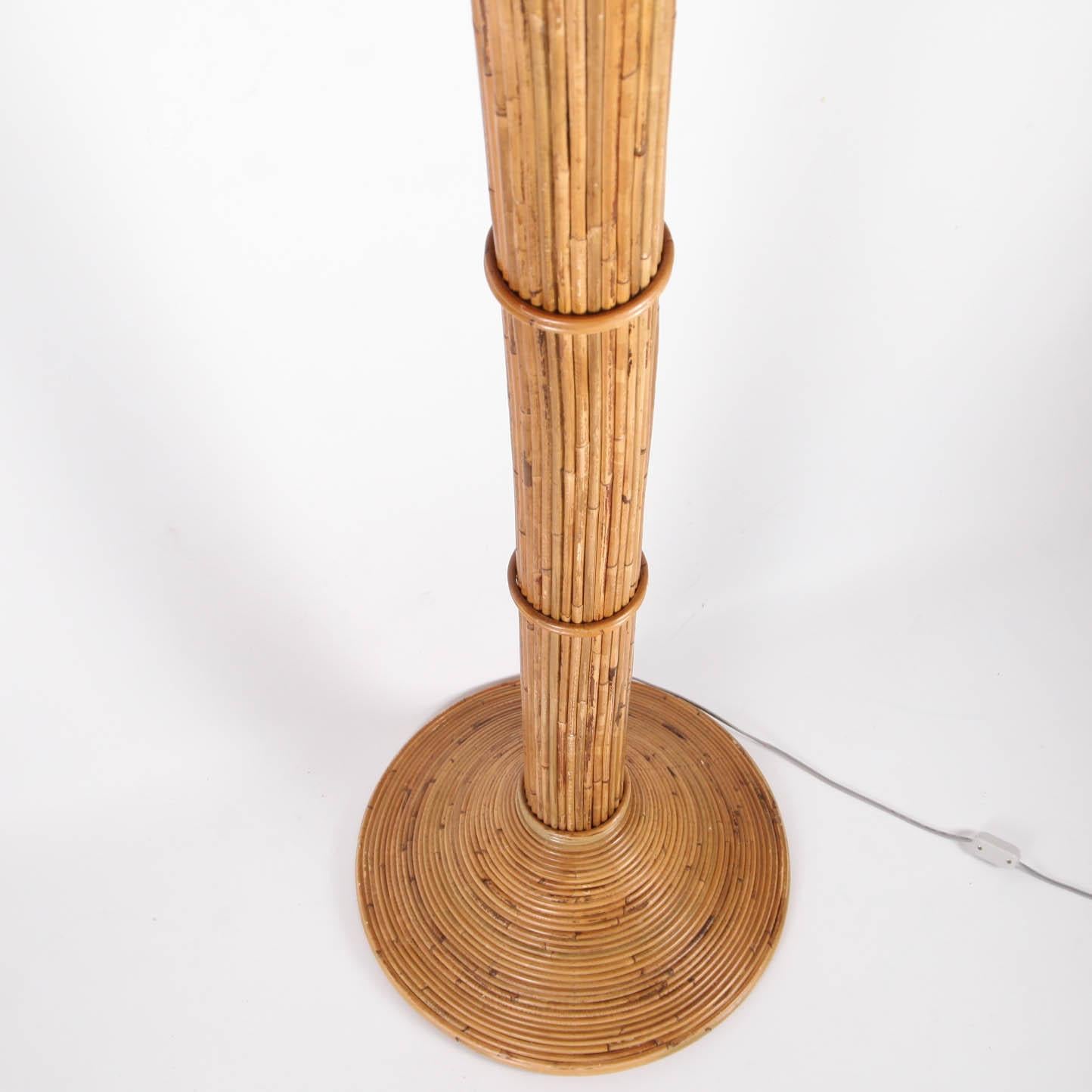 Hand-Woven Large Rattan Coconut Tree / Palm Tree Floor Lamp