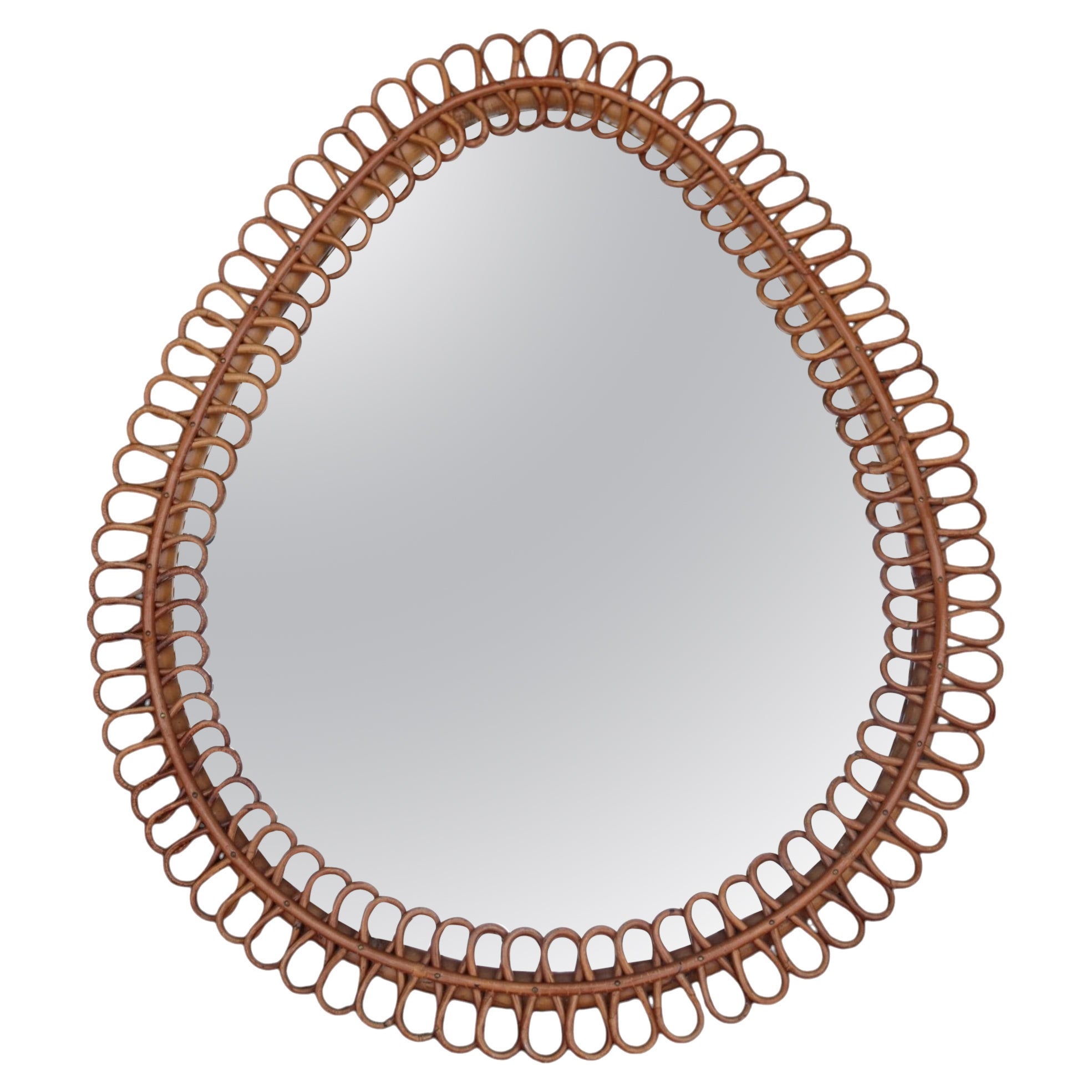 Grand miroir en rotin de Franco Albini Année 60