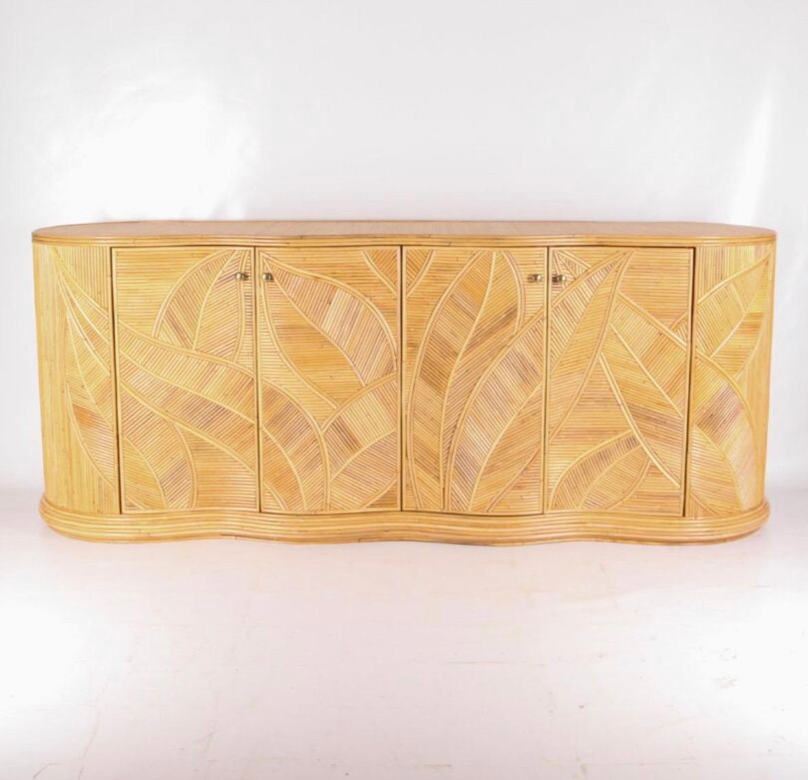 Large rattan « foliages » credenza  For Sale 1