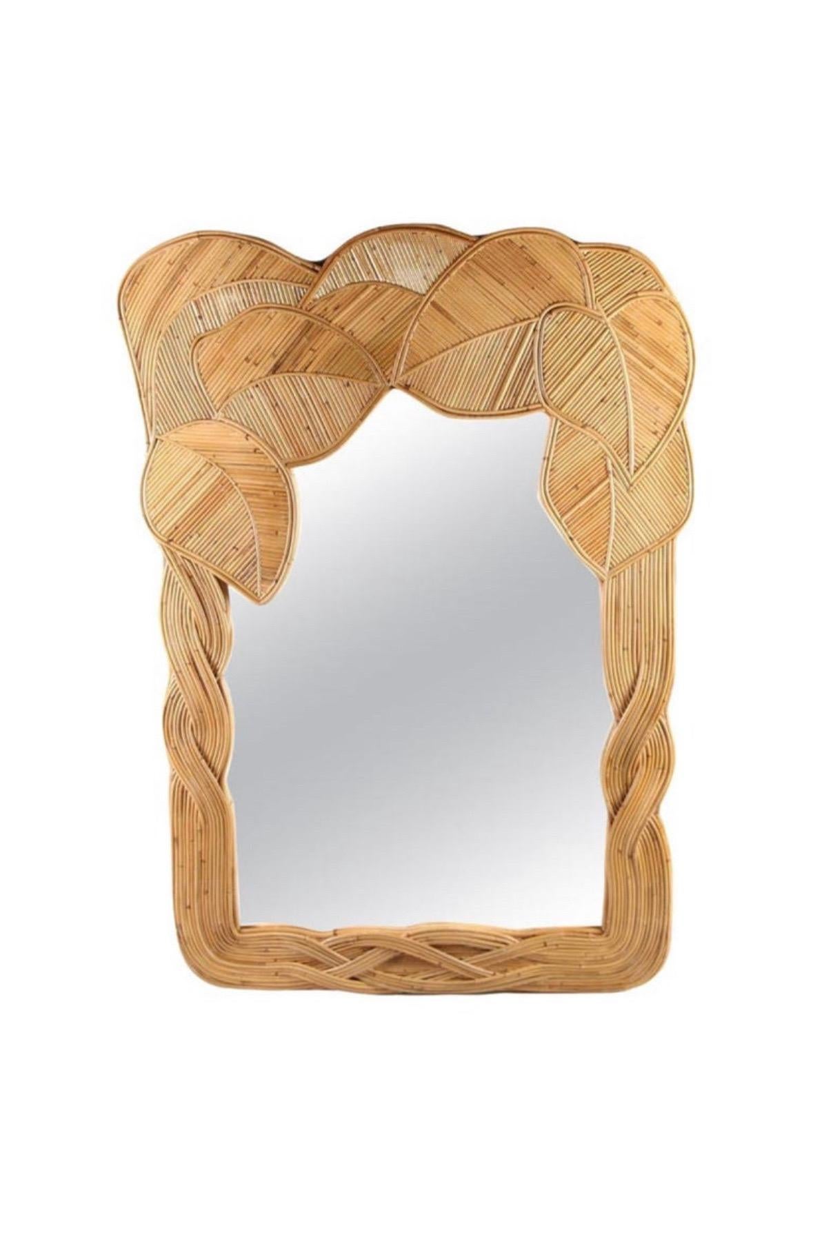 Large rattan « foliages » mirror  For Sale 3