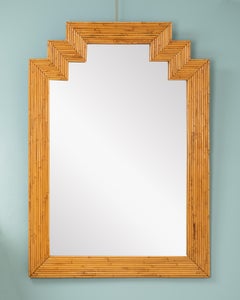 Large Rattan Frame Mirror, France, 1960's