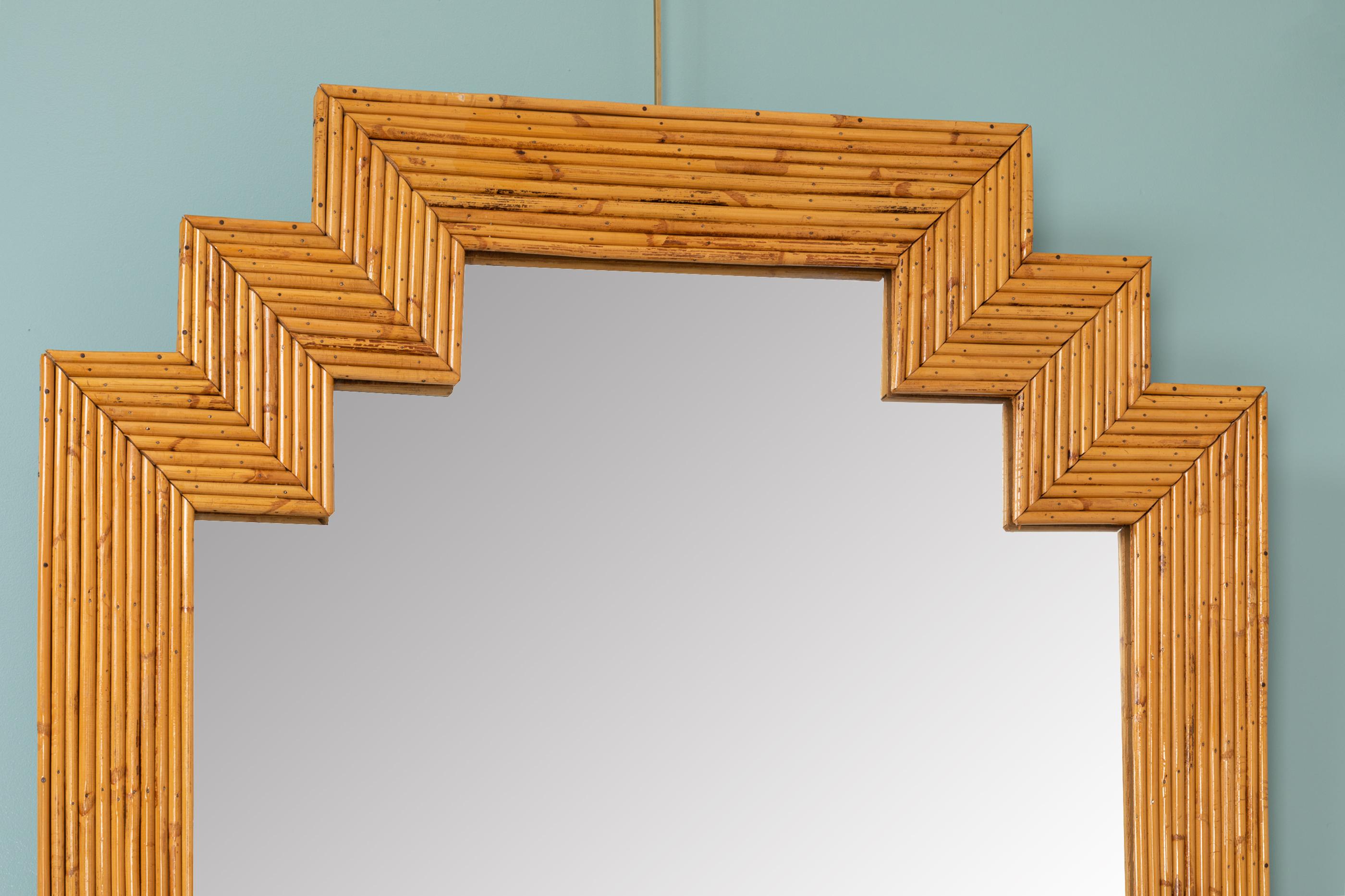 Large Rattan Frame Mirror, France, 1960's In Good Condition In Paris, Ile-de-France