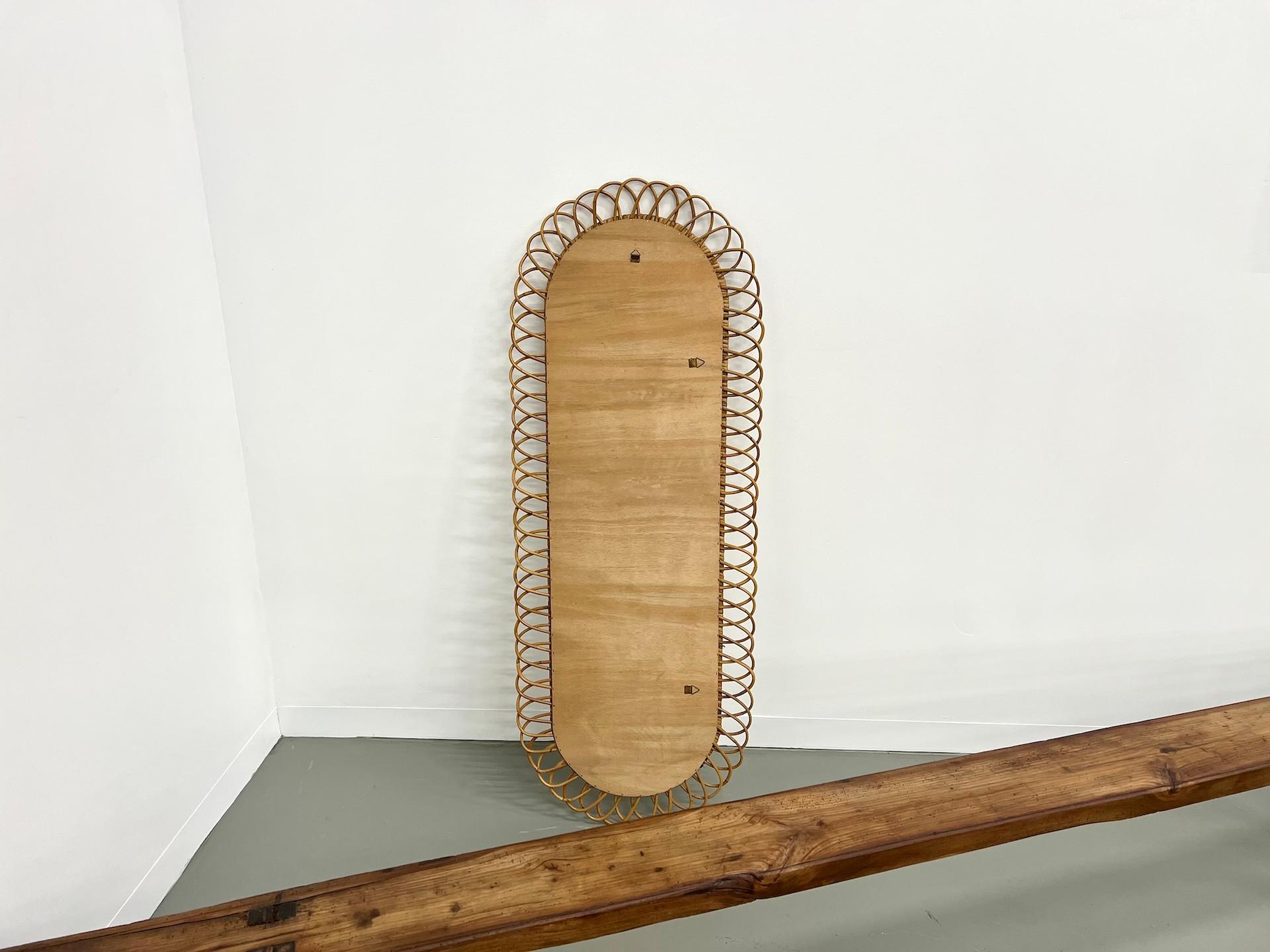 Large rattan mirror by Franco Albini for Bonacina 1960 5