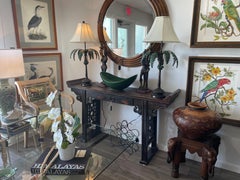 Large Rattan Mirror with Leather Strapping by Milling Road