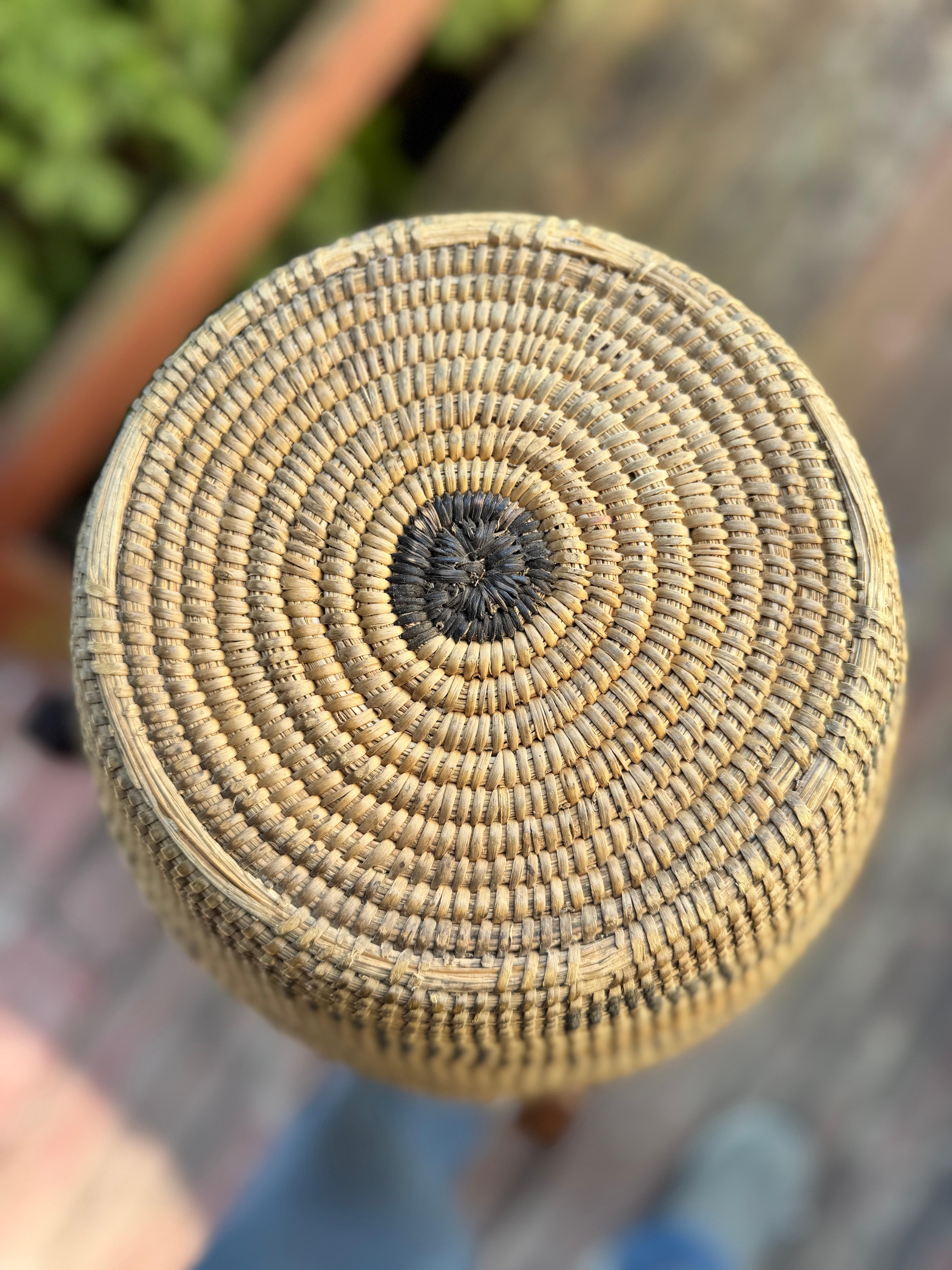 20th Century Large Rattan Native American Basket - Stickley era W7416 For Sale