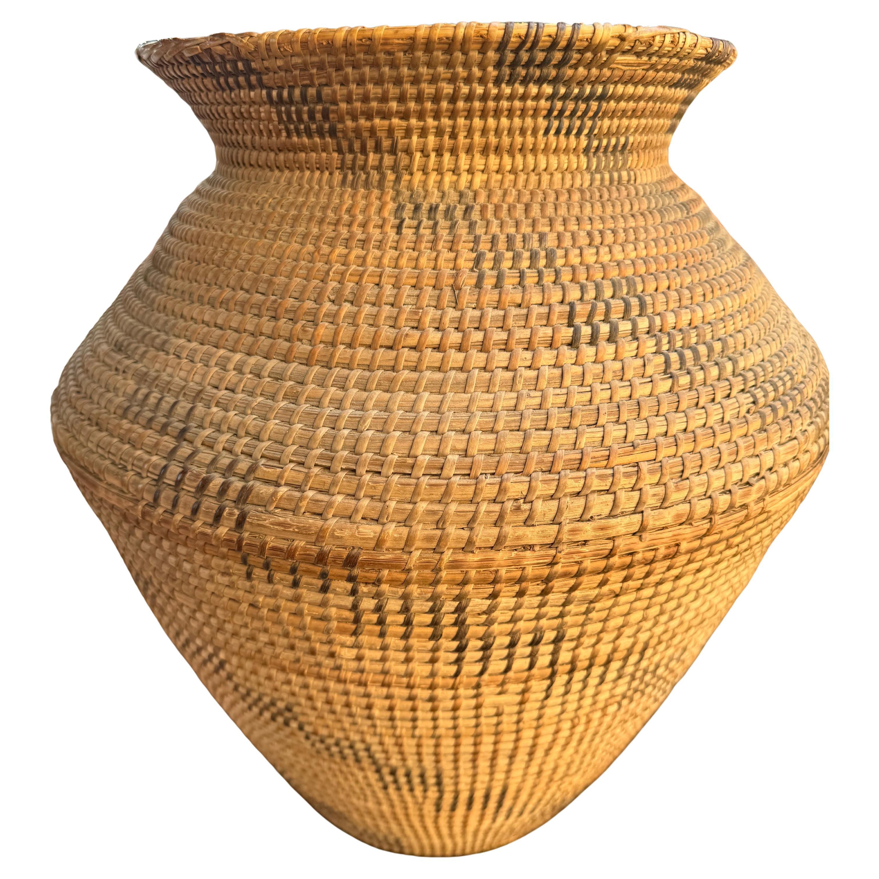 Large Rattan Native American Basket - Stickley era W7416