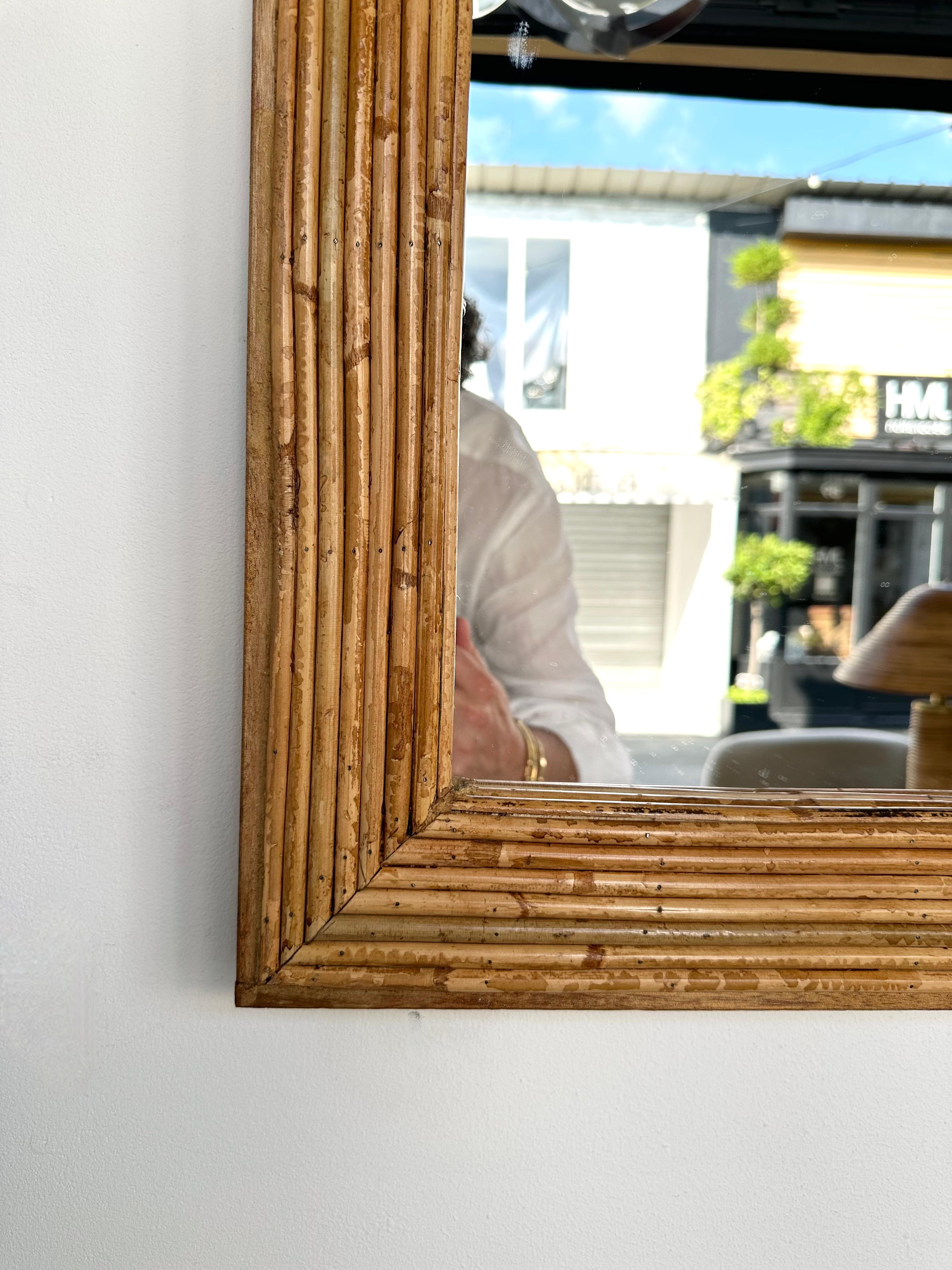 Large Rattan Palm Tree Mirror by Vivai Del Sud. Italy, 1970s 4