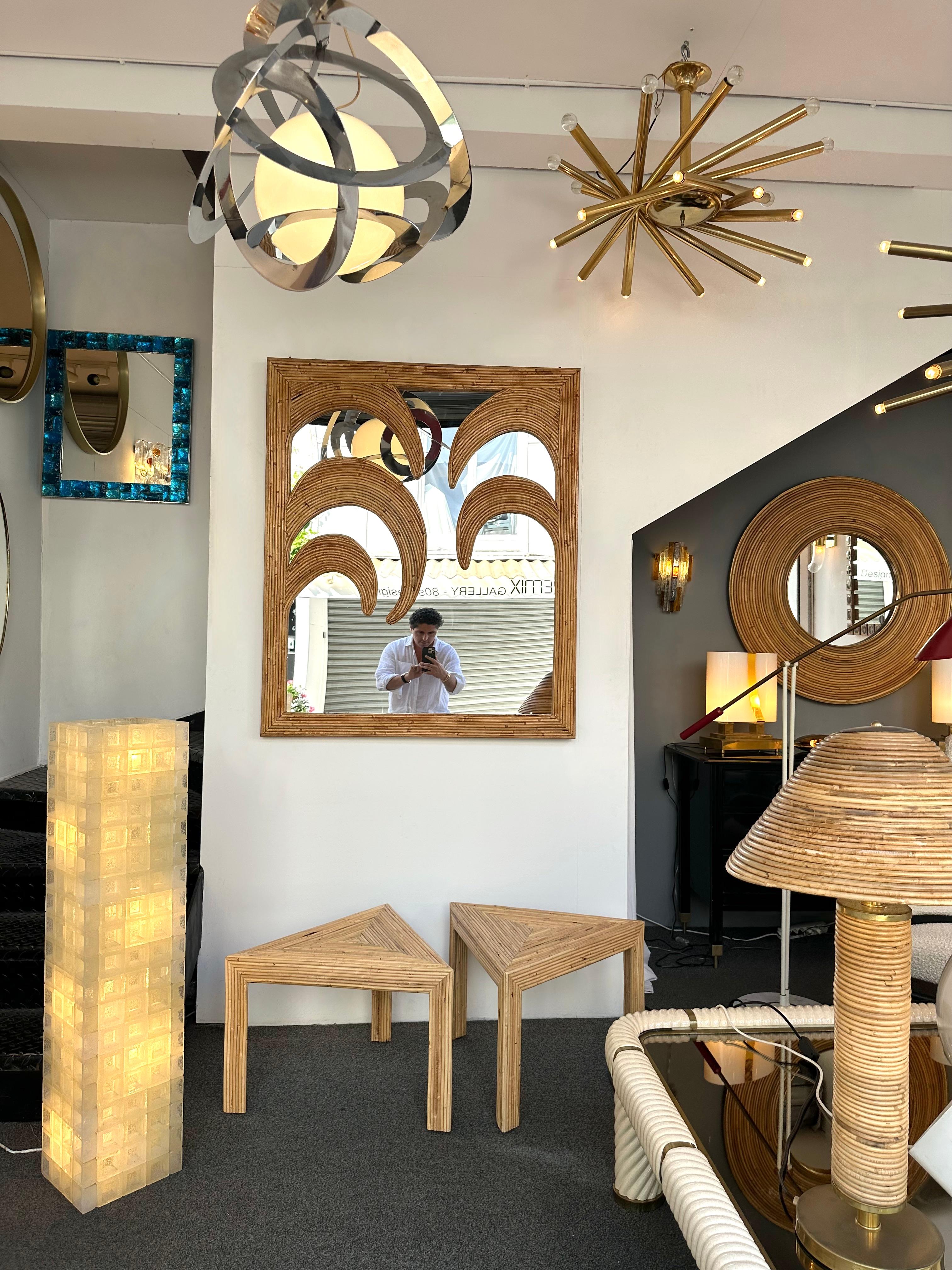 Large Rattan Palm Tree Mirror by Vivai Del Sud. Italy, 1970s 5