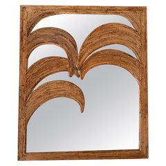 Large Rattan Palm Tree Mirror by Vivai Del Sud. Italy, 1970s