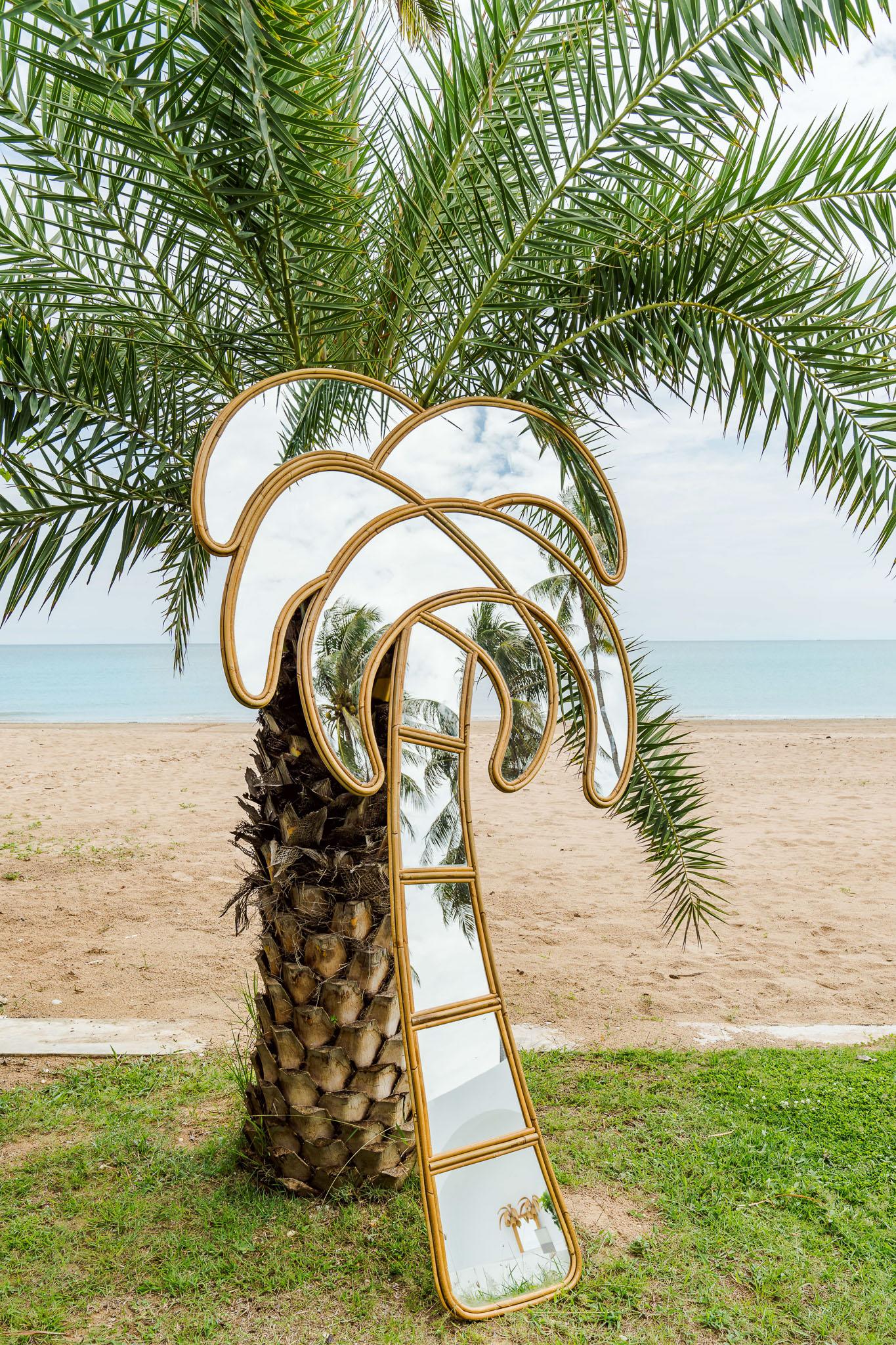Large Rattan Palm Tree Mirror 3