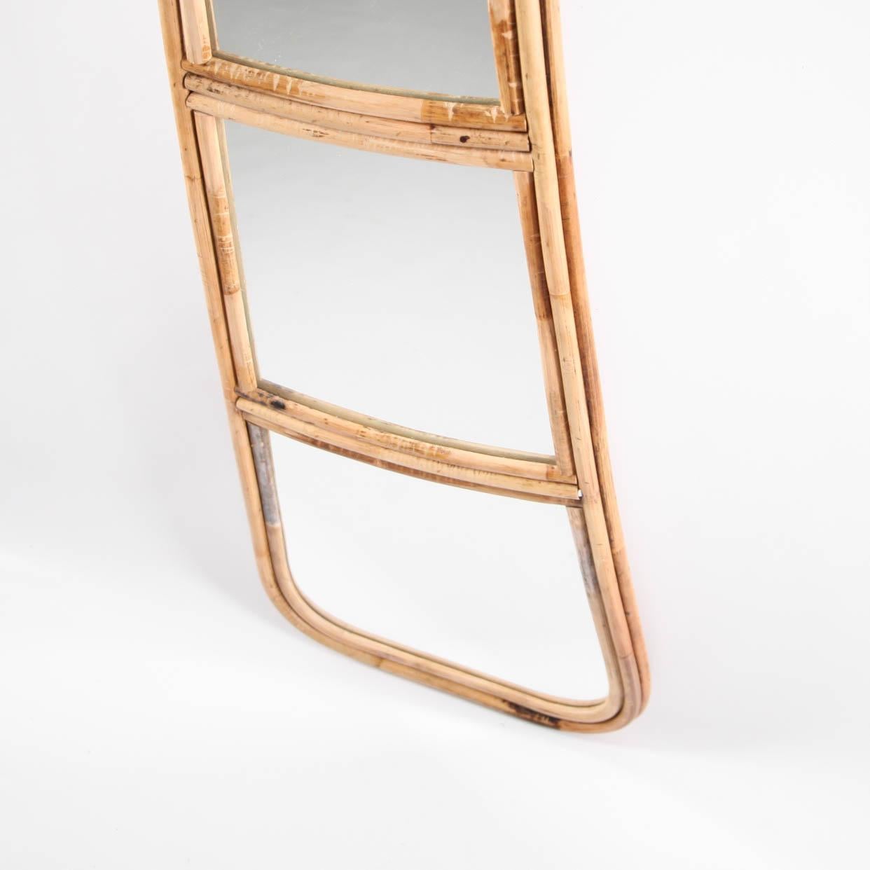 Italian Large Rattan Palm Tree Mirror