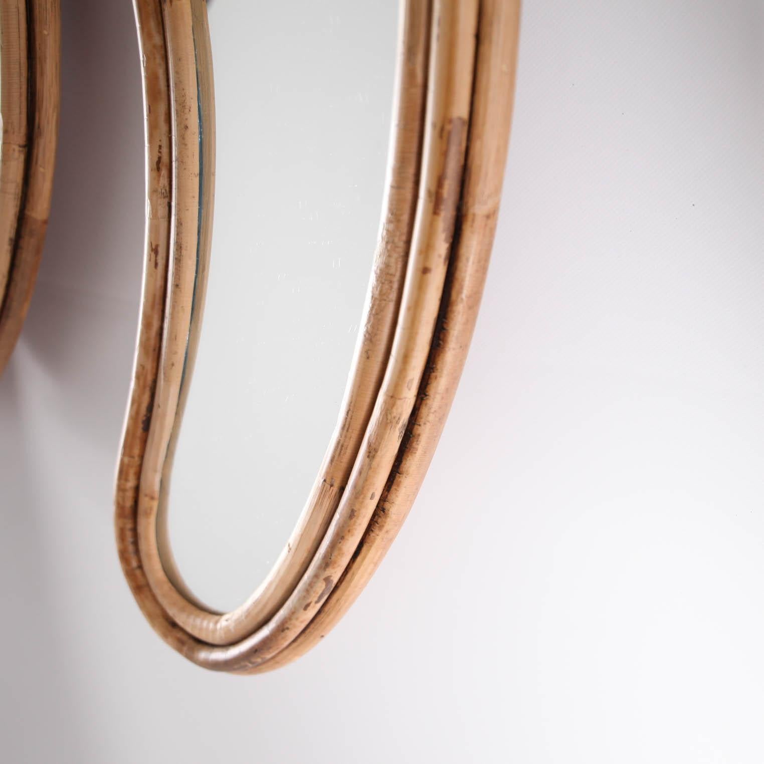 Large Rattan Palm Tree Mirror In Good Condition In Isle Sur Sorgue, FR