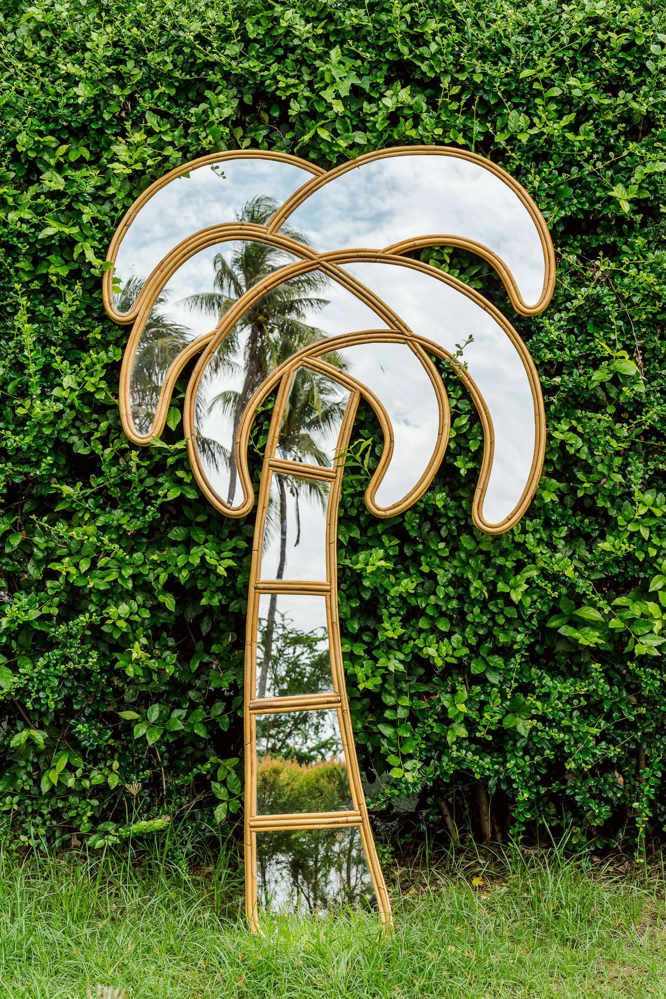 Large Rattan Palm Tree Mirror 1