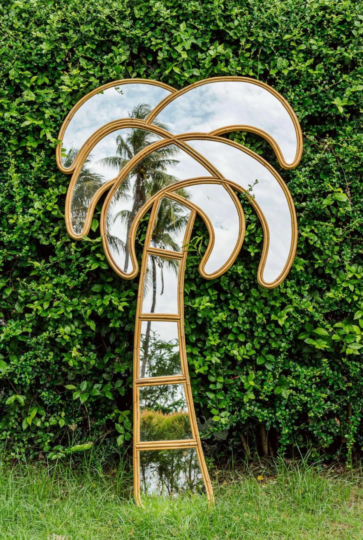 Large rattan « palmtree » mirror  For Sale 2