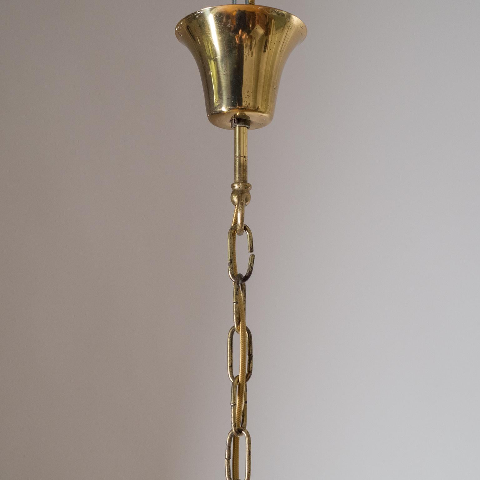 Brass Large Rattan Pendant, circa 1950, J.T. Kalmar