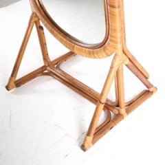 Large rattan standing mirror