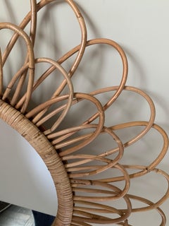Woven Rattan Sunburst Round Mirror