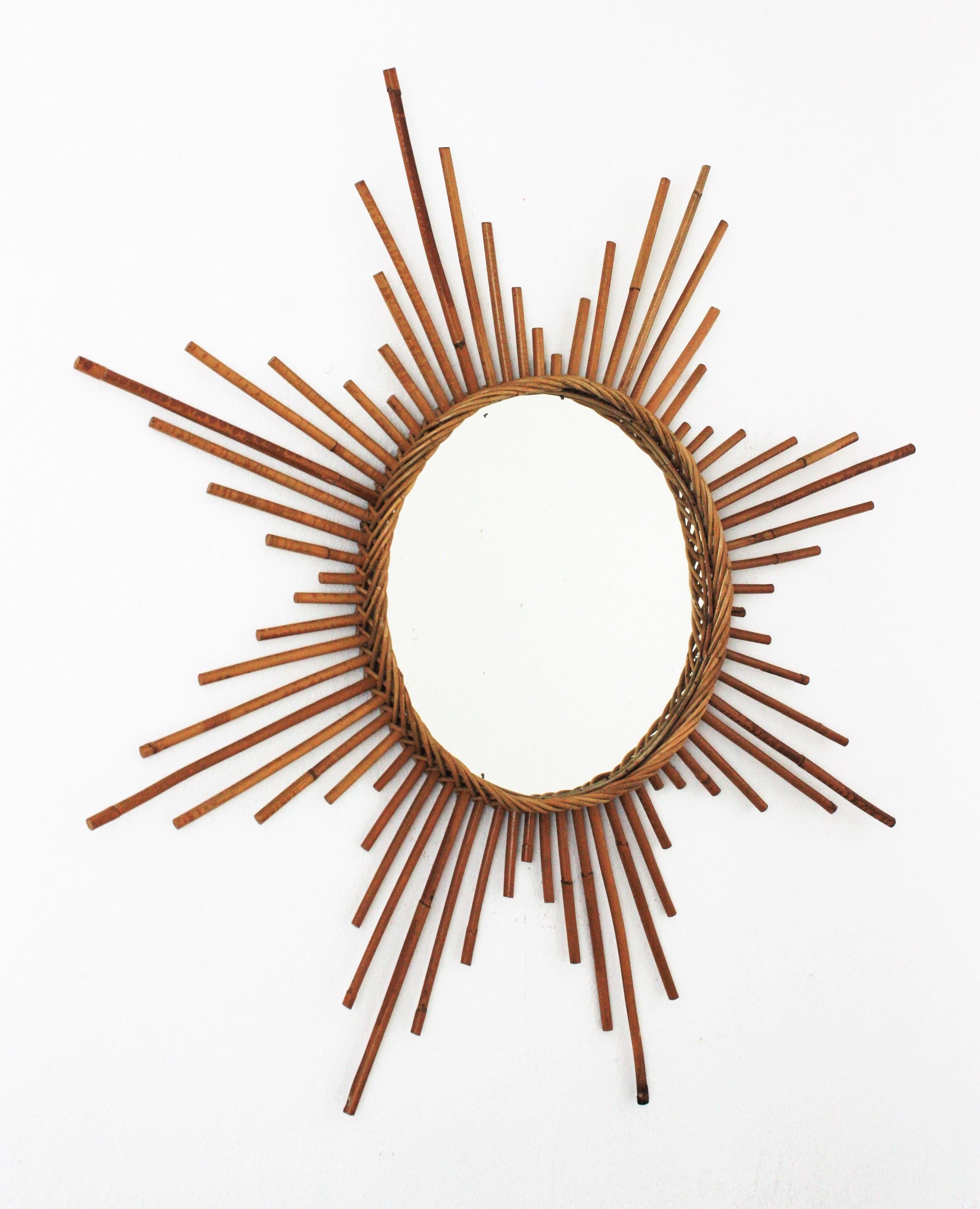 rattan starburst mirror