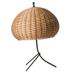 Large Rattan Table Lamp, 1950s