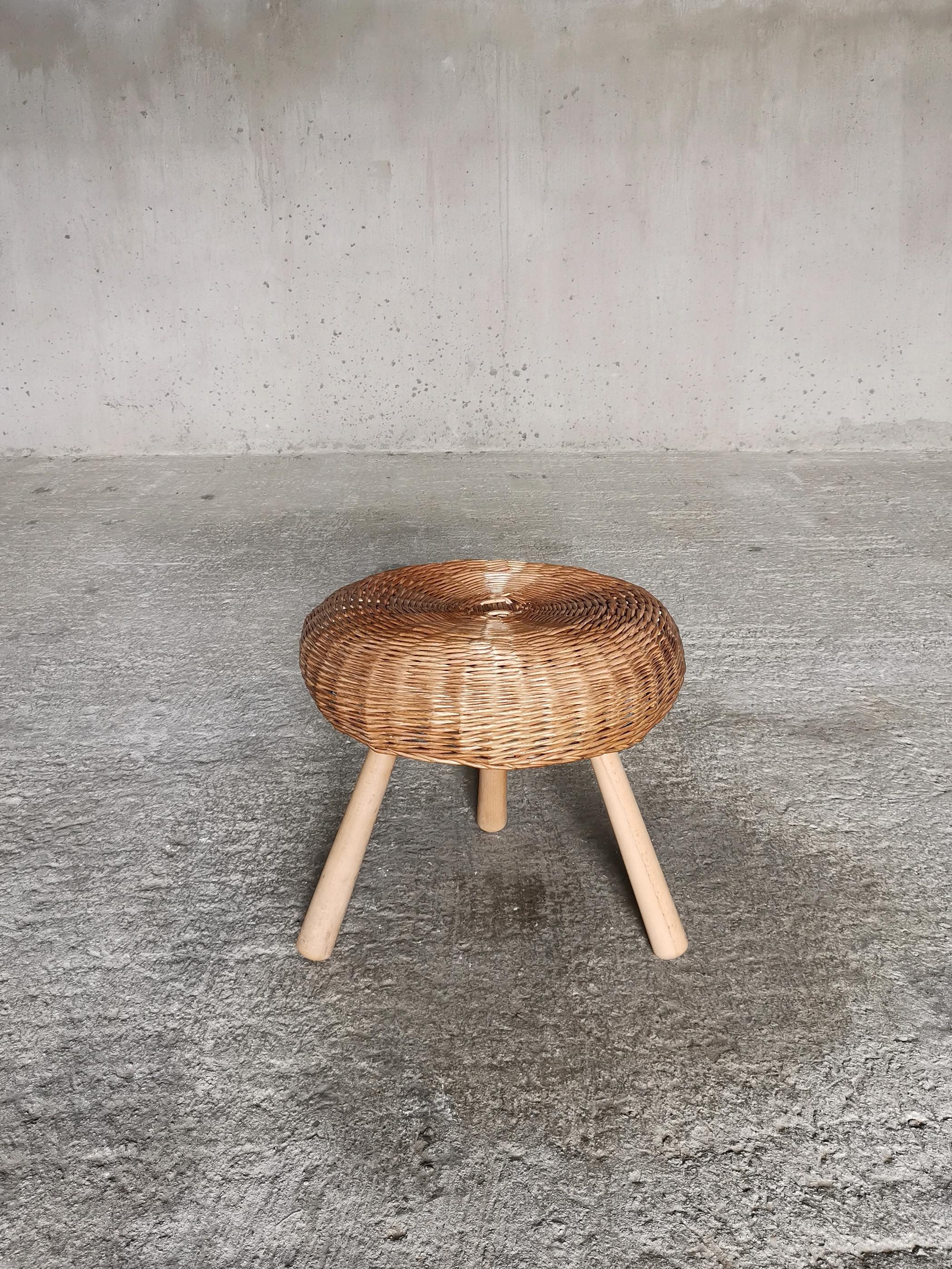 20th Century Large rattan tripod stool in the style of Tony Paul Sweden 1950s. MINT CONDITION For Sale