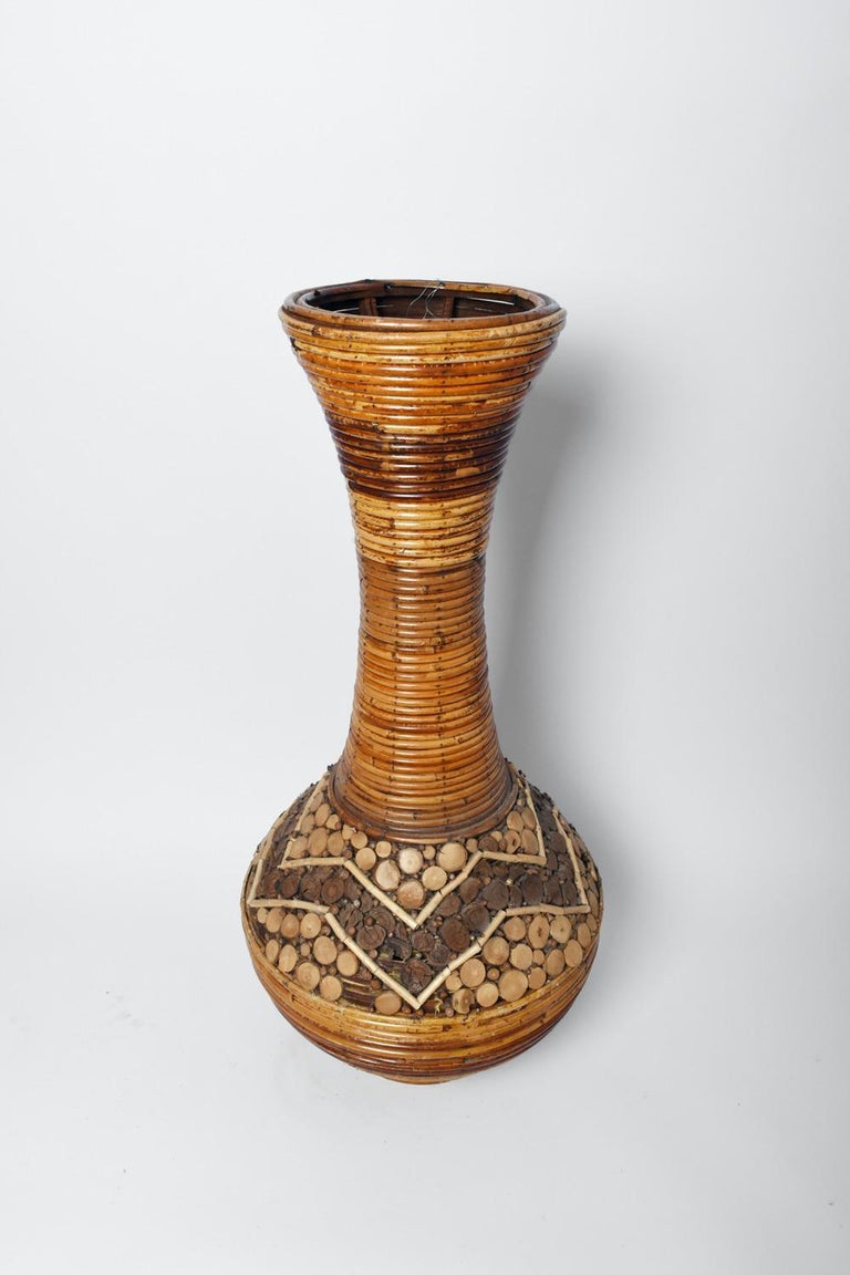 Large Rattan Vase, 1970s For Sale at 1stDibs