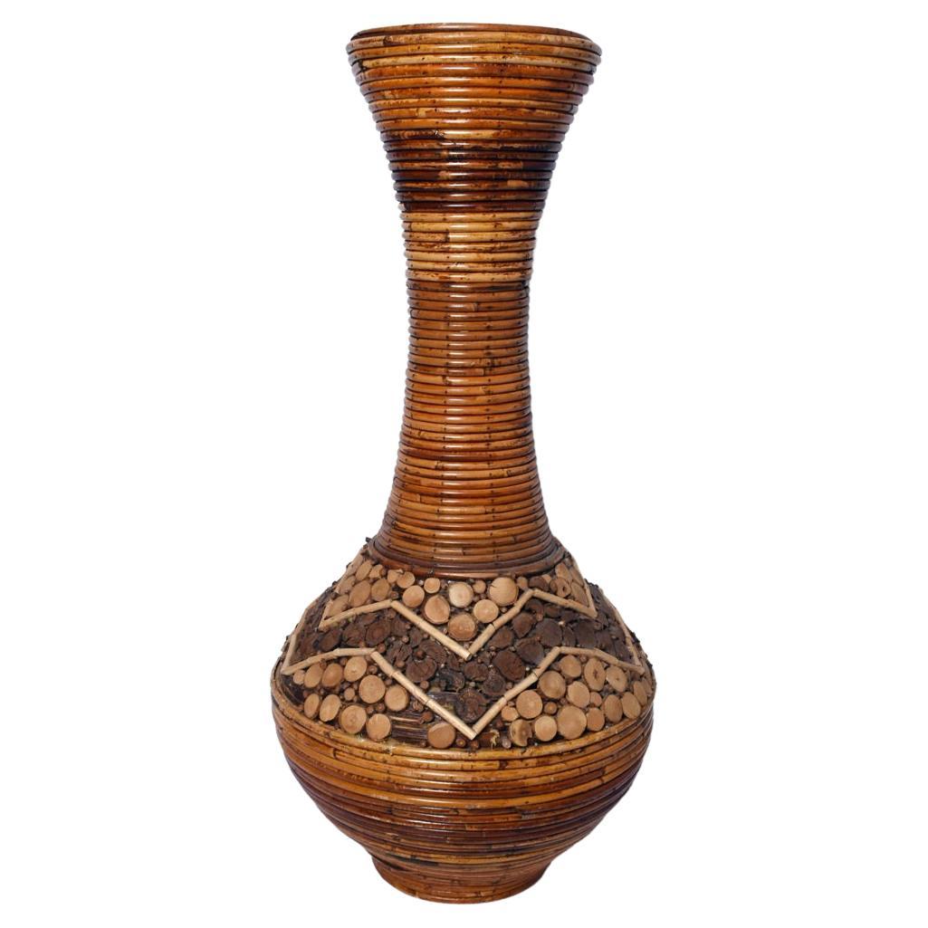 Large Rattan Vase, 1970s For Sale