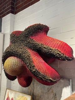 Grande scultura da parete in rattan