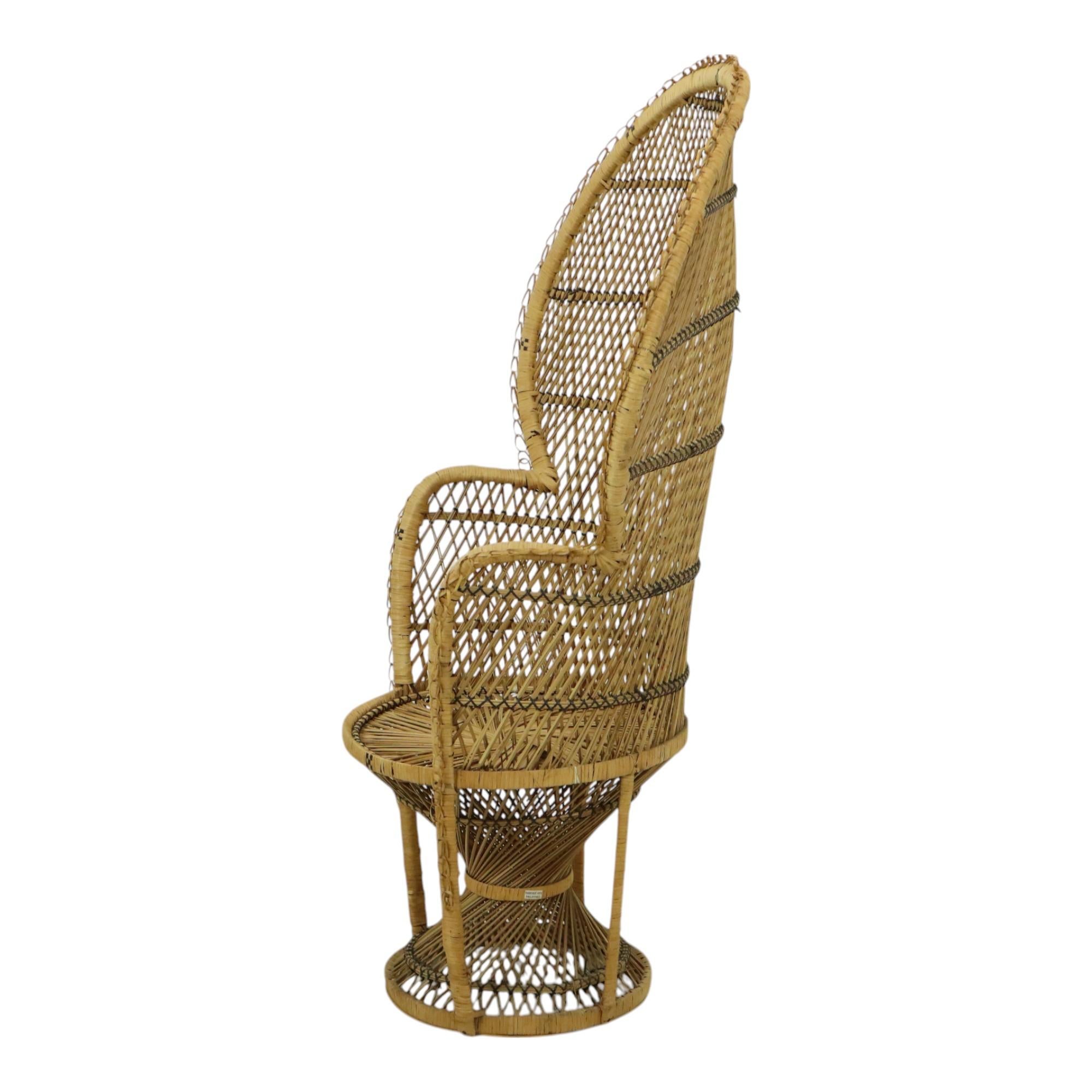 Sedia pavone grande in vimini Rattan Trono Emanuelle Boho 131cm in vendita 3