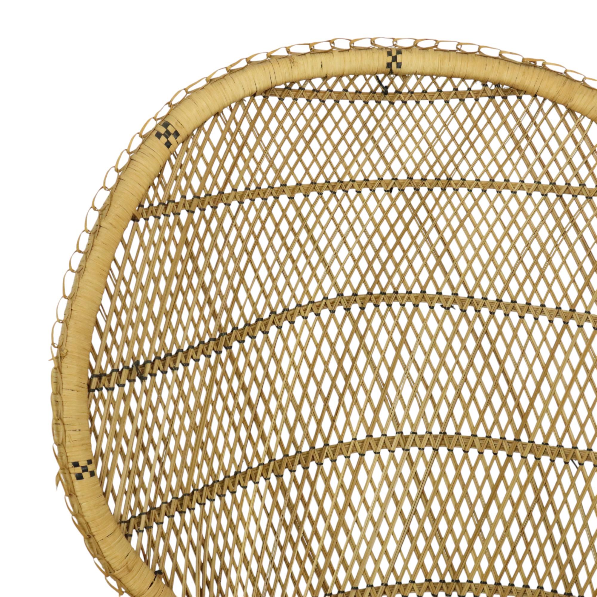 Bohémien Sedia pavone grande in vimini Rattan Trono Emanuelle Boho 131cm in vendita