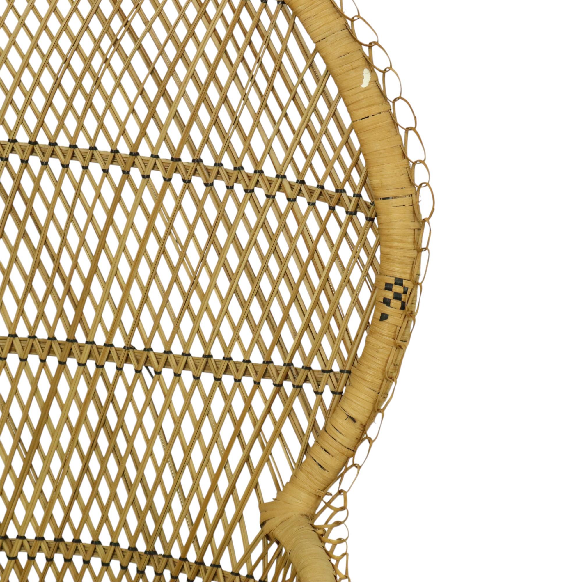 Filippino Sedia pavone grande in vimini Rattan Trono Emanuelle Boho 131cm in vendita