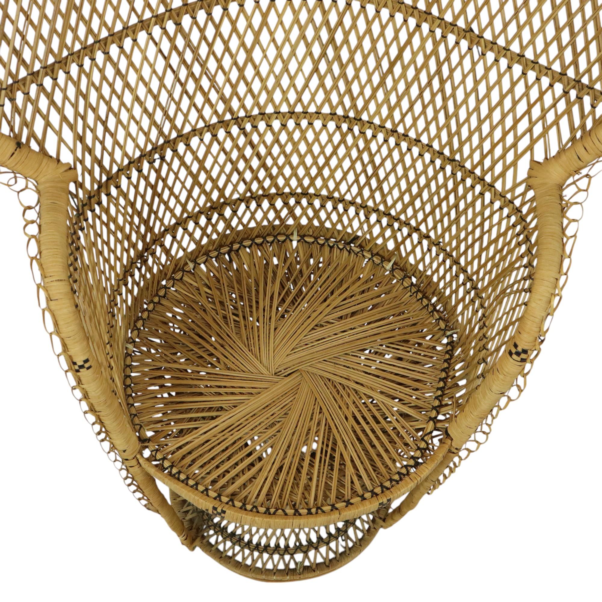 Sedia pavone grande in vimini Rattan Trono Emanuelle Boho 131cm In condizioni buone in vendita a Poperinge, BE