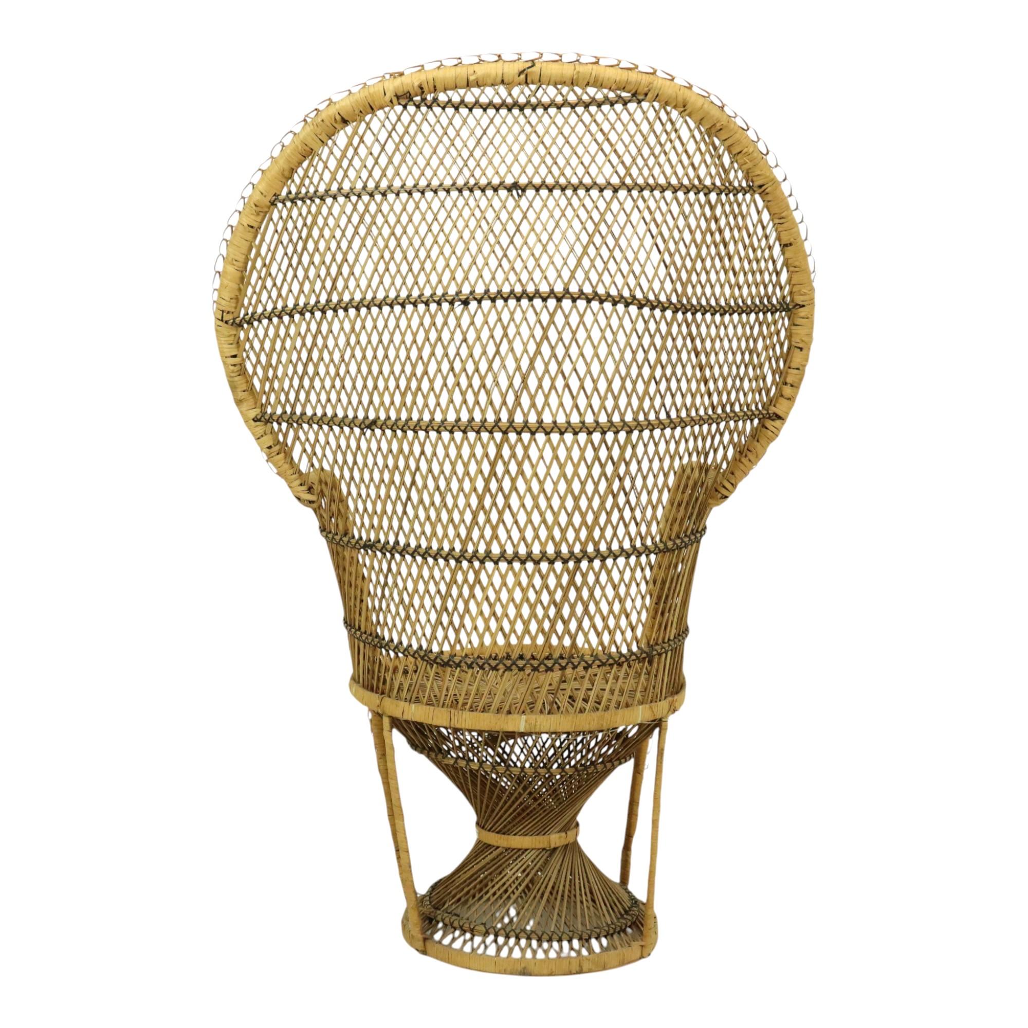 Sedia pavone grande in vimini Rattan Trono Emanuelle Boho 131cm in vendita 2