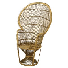 Vintage Large Rattan Wicker Peacock Chair Throne Emanuelle Boho 131cm