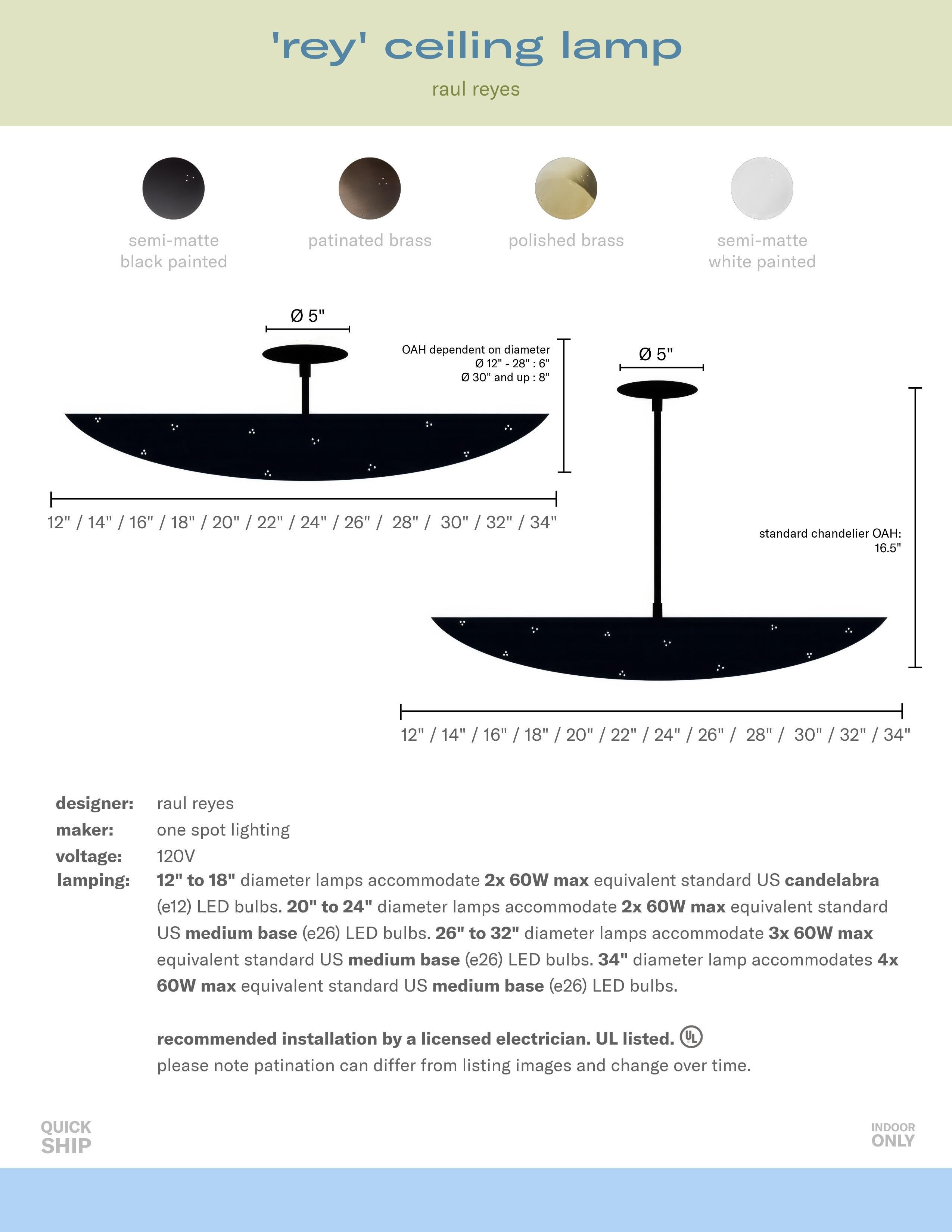 Large Raul Reyes 'Rey 26' Perforated Patinated Brass Dome Ceiling Lamp For Sale 7