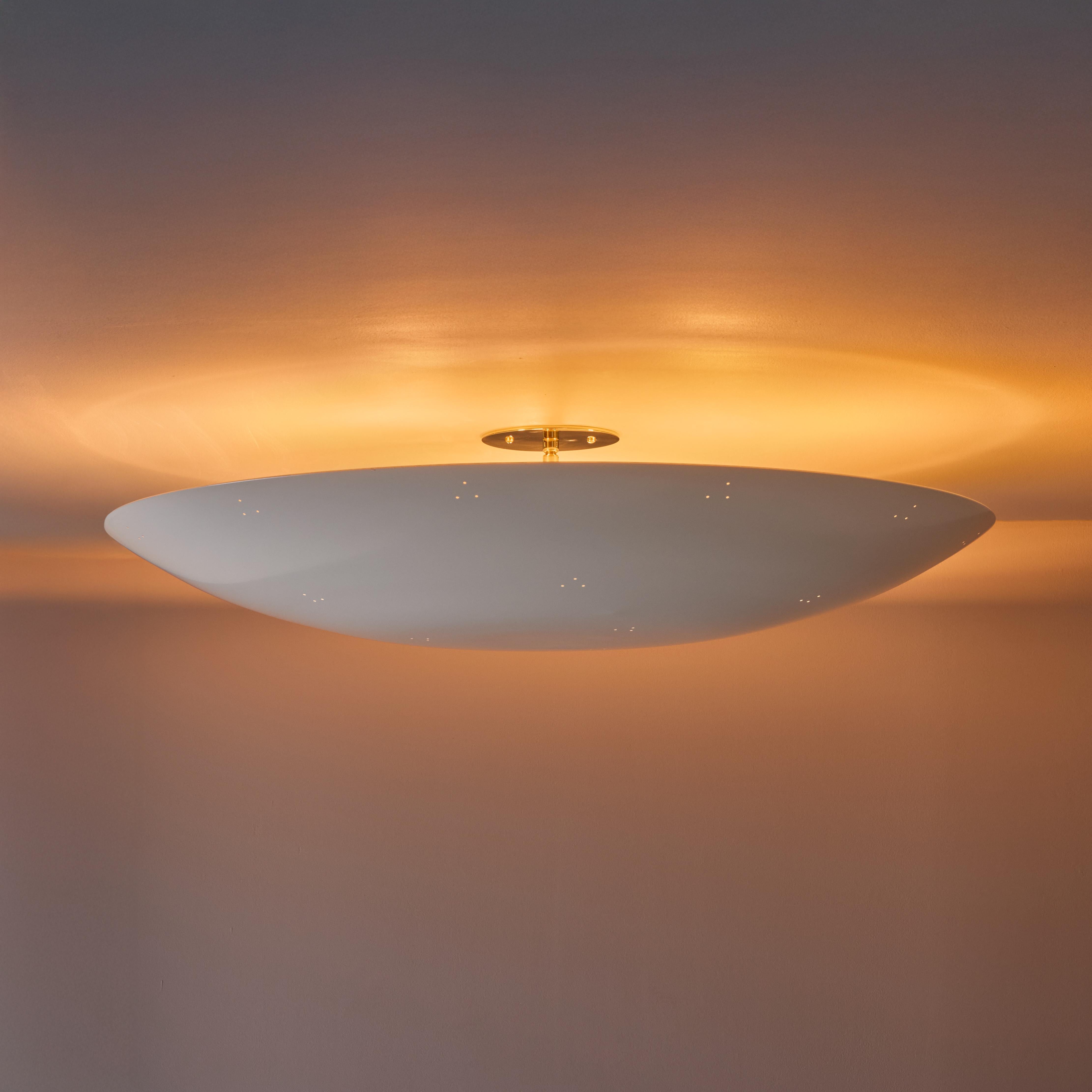 Mid-Century Modern Large Raul Reyes 'Rey 30' Perforated Dome Ceiling Lamp in White For Sale