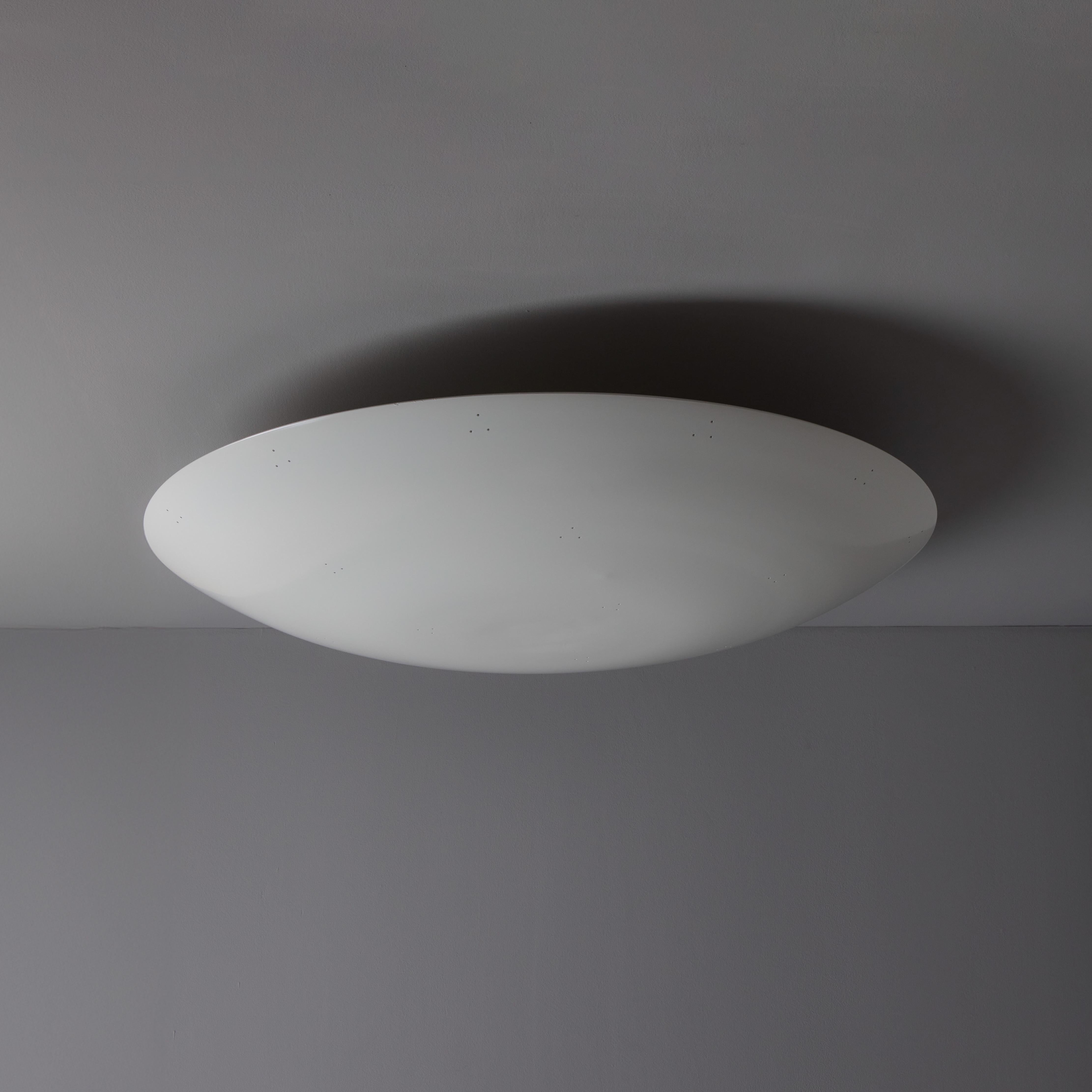 Painted Large Raul Reyes 'Rey 30' Perforated Dome Ceiling Lamp in White For Sale