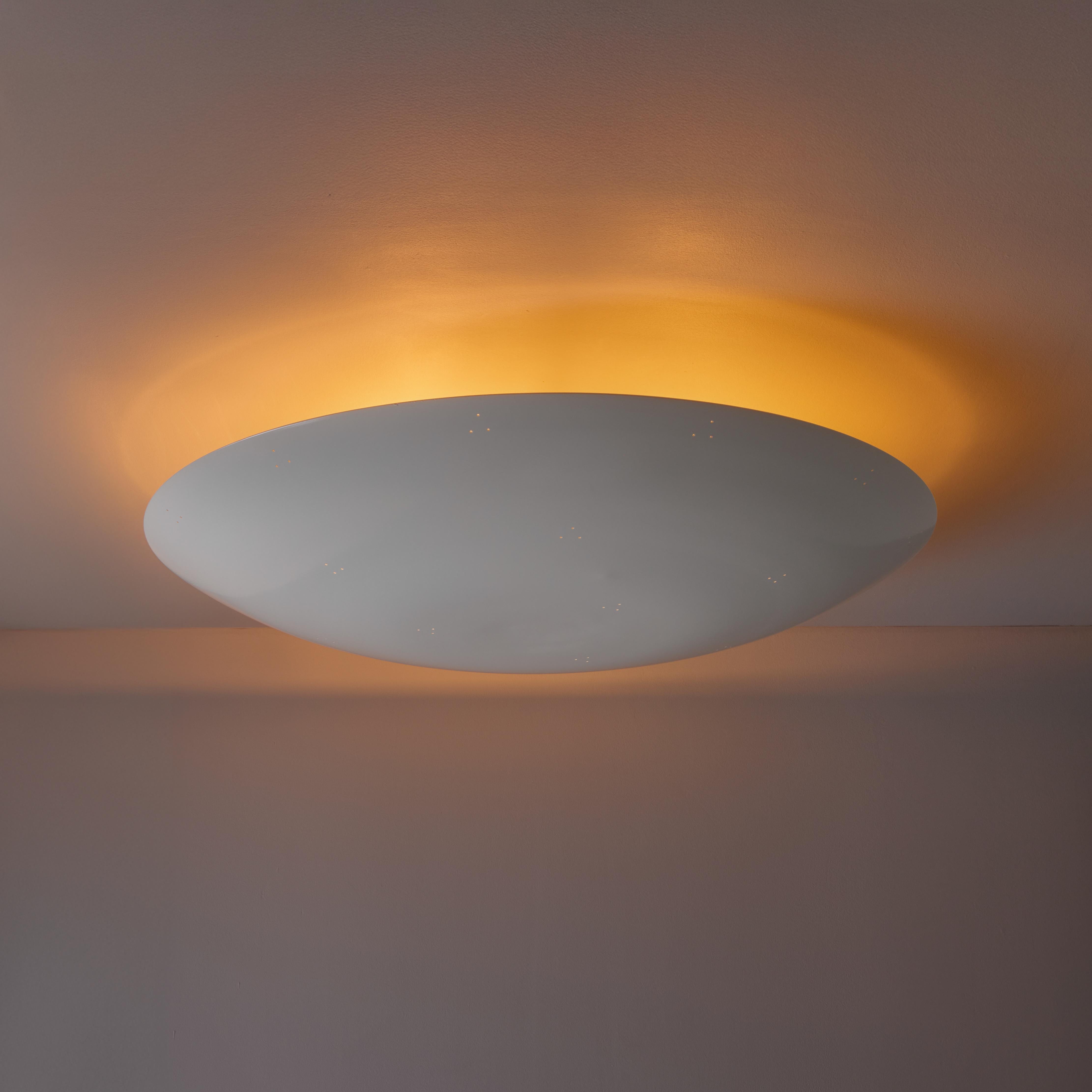 Large Raul Reyes 'Rey 30' Perforated Dome Ceiling Lamp in White In New Condition For Sale In Glendale, CA