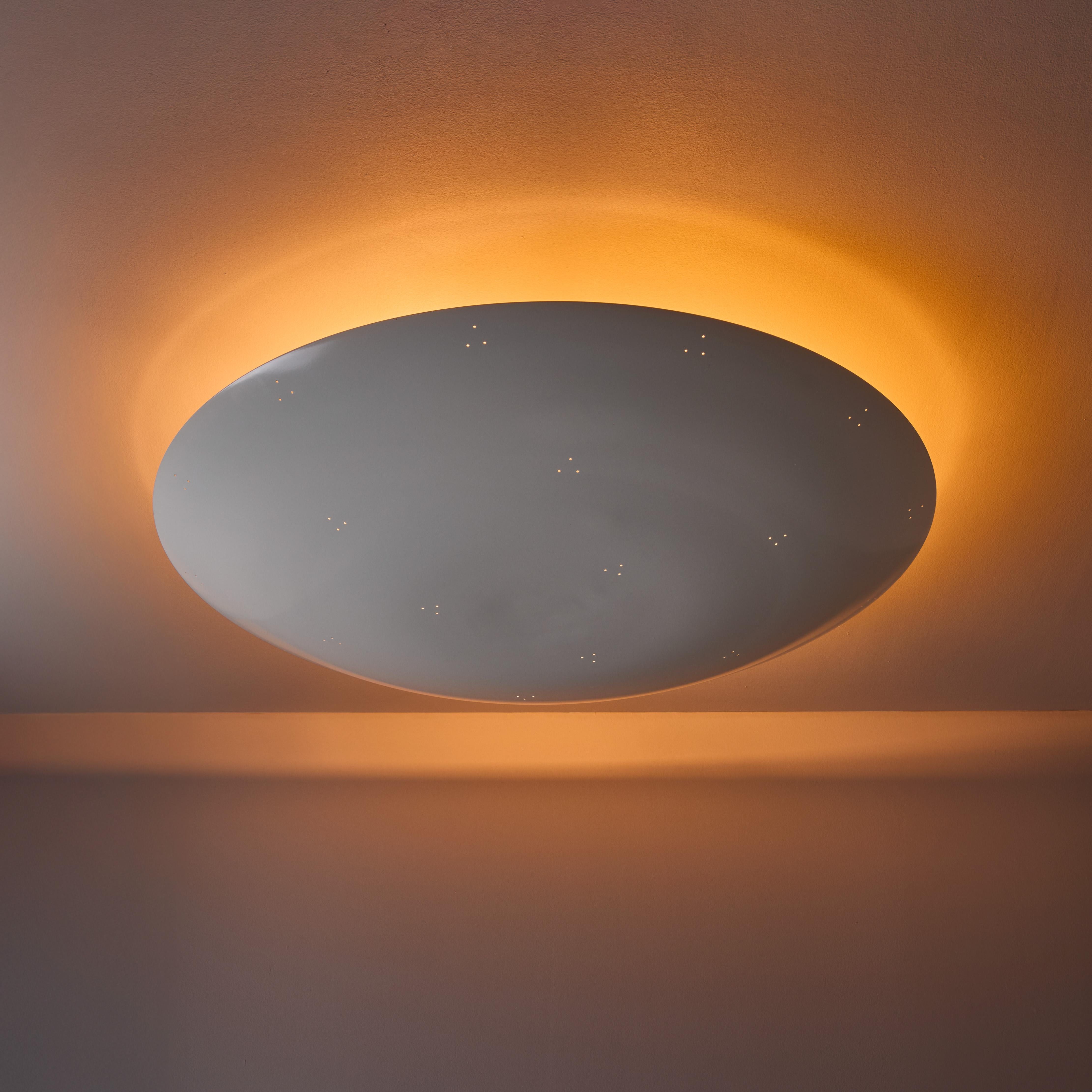 Contemporary Large Raul Reyes 'Rey 30' Perforated Dome Ceiling Lamp in White For Sale