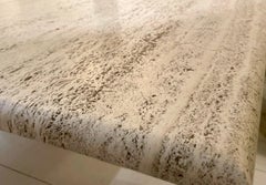 Large Raw Square Travertine Low Table -France 1970.