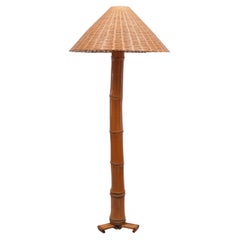 Used Large Real Bamboo Tiki Floor Lamp, 1980s
