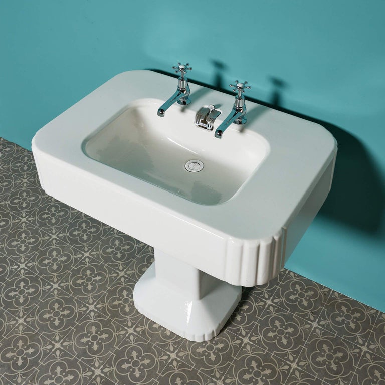 Large Reclaimed 1920s Porcher Pedestal Sink at 1stDibs