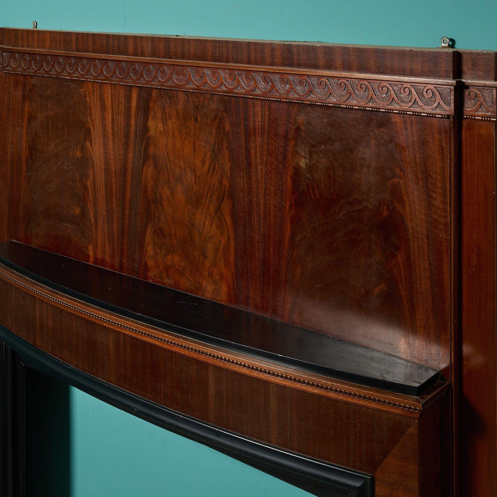 English Large Reclaimed Art Deco Mahogany Fireplace For Sale