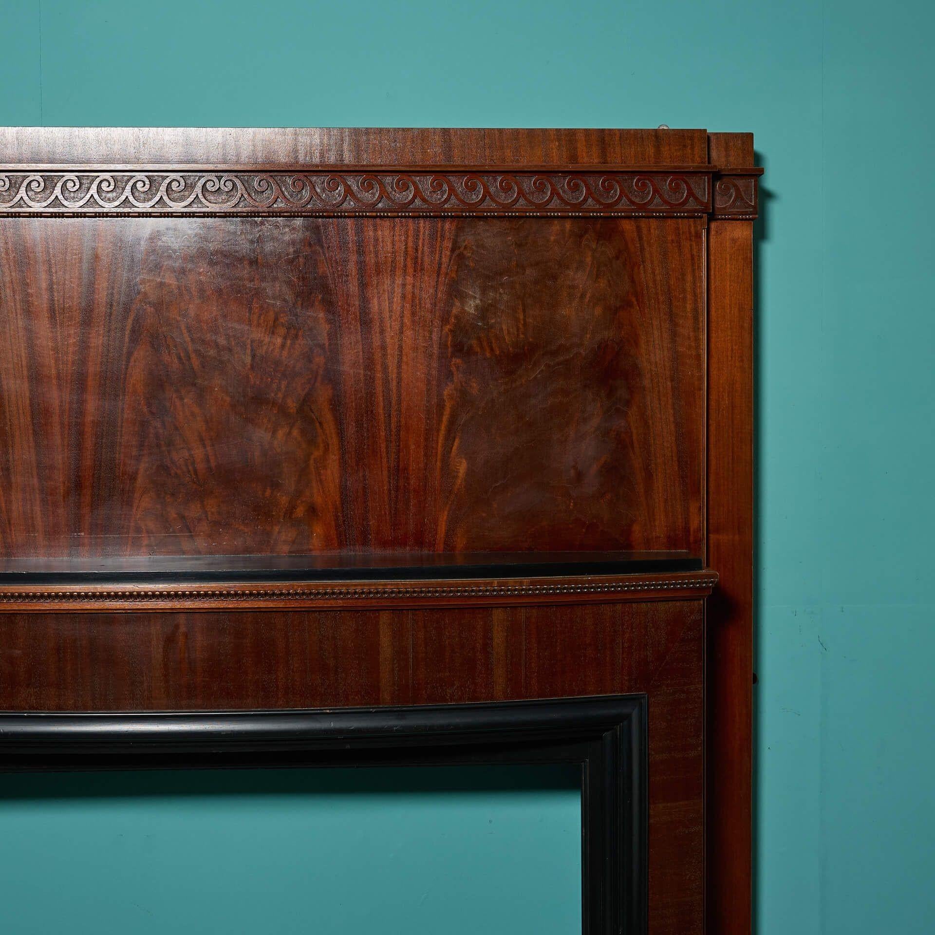 Large Reclaimed Art Deco Mahogany Fireplace In Fair Condition For Sale In Wormelow, Herefordshire