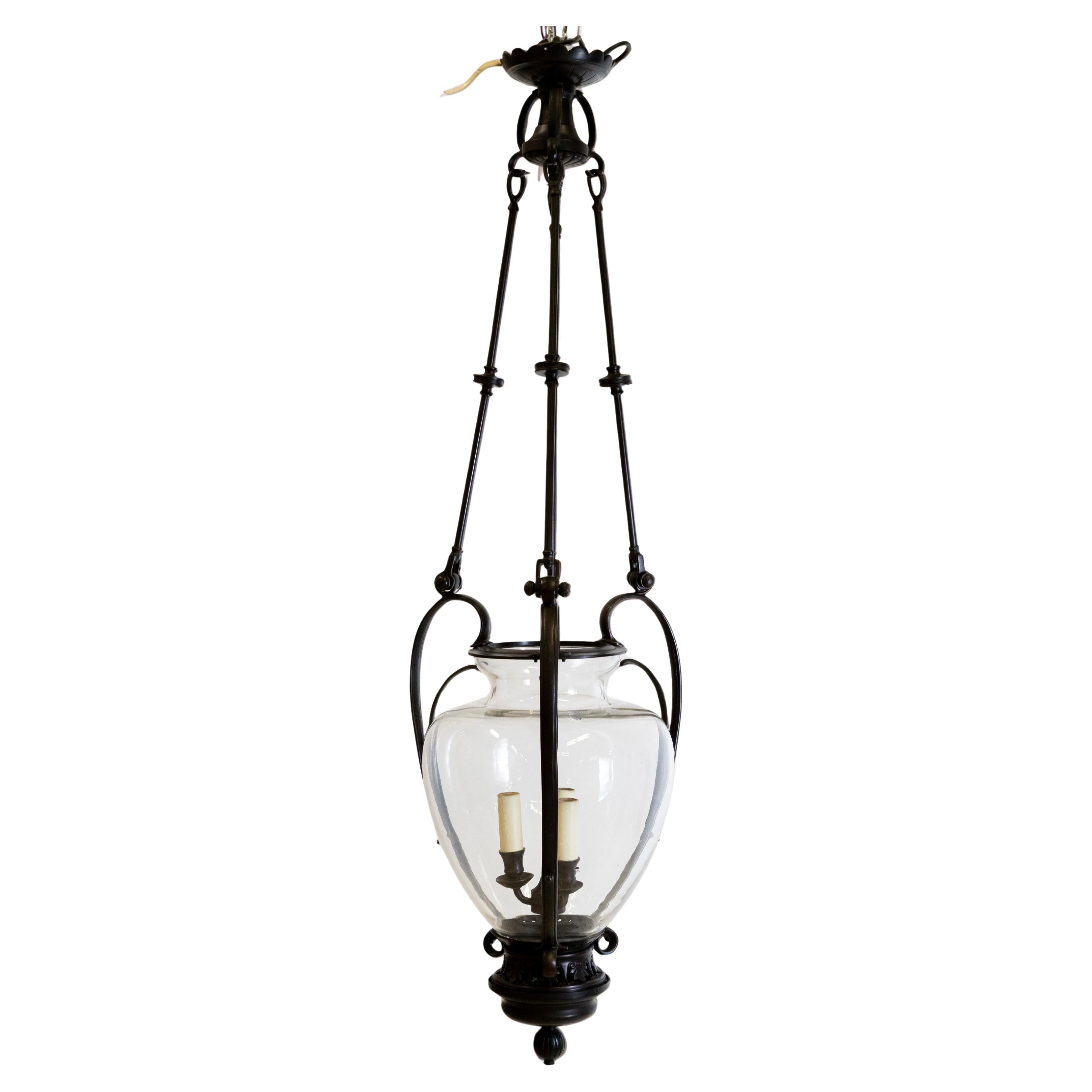 Large Reclaimed Black Pendant Lantern  Charles Edwards For Sale