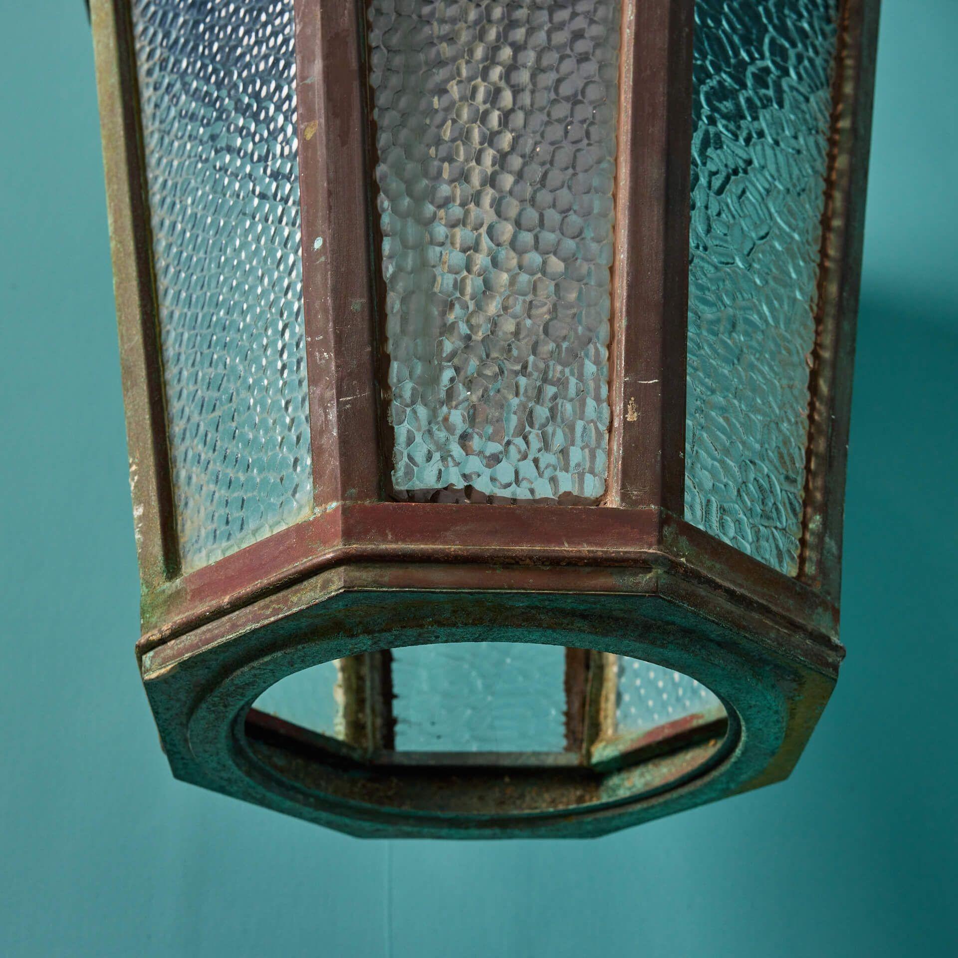 Art Deco Large Reclaimed Bronze Wall Lantern For Sale