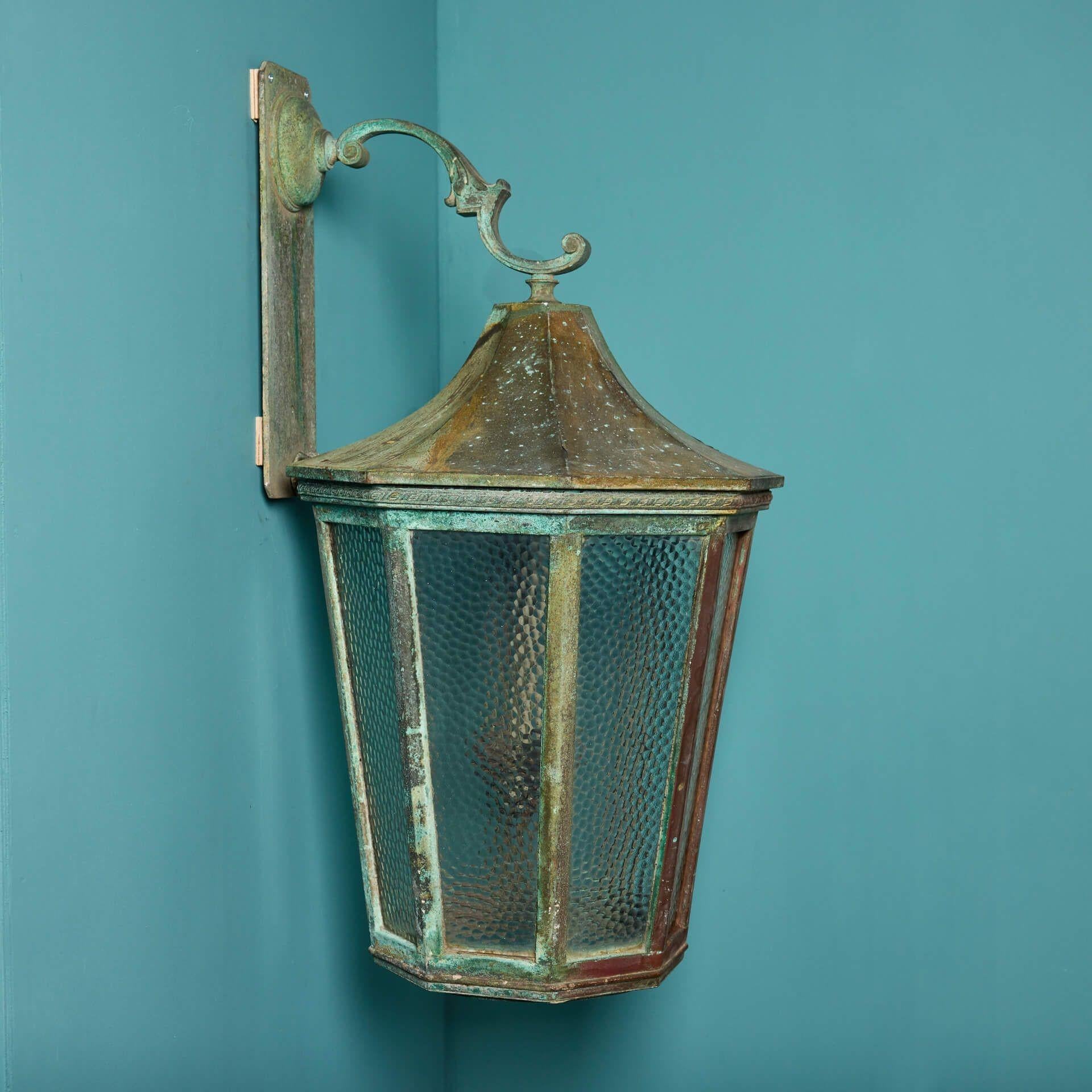 English Large Reclaimed Bronze Wall Lantern For Sale